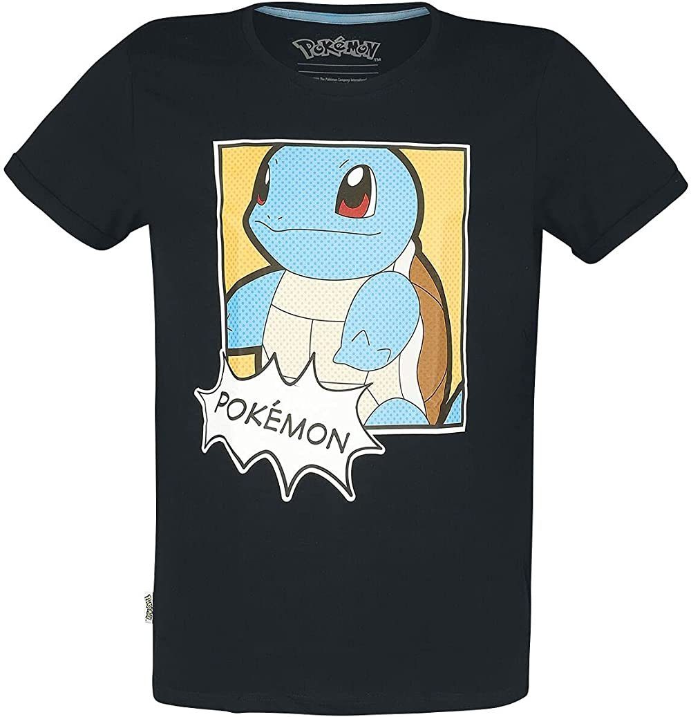 XXL + Pop POKÉMON M Pokemon Erwachsene S Gr. Herren XL Squirtle Jugendliche T-Shirt Nintendo Schwarz T-Shirt L