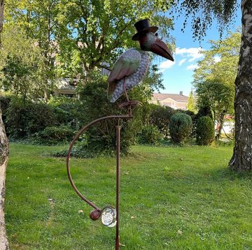 Aubaho Gartenfigur Gartenstecker Beetstecker Wippe Pendel Vogel Metall 152cm rostig bunt