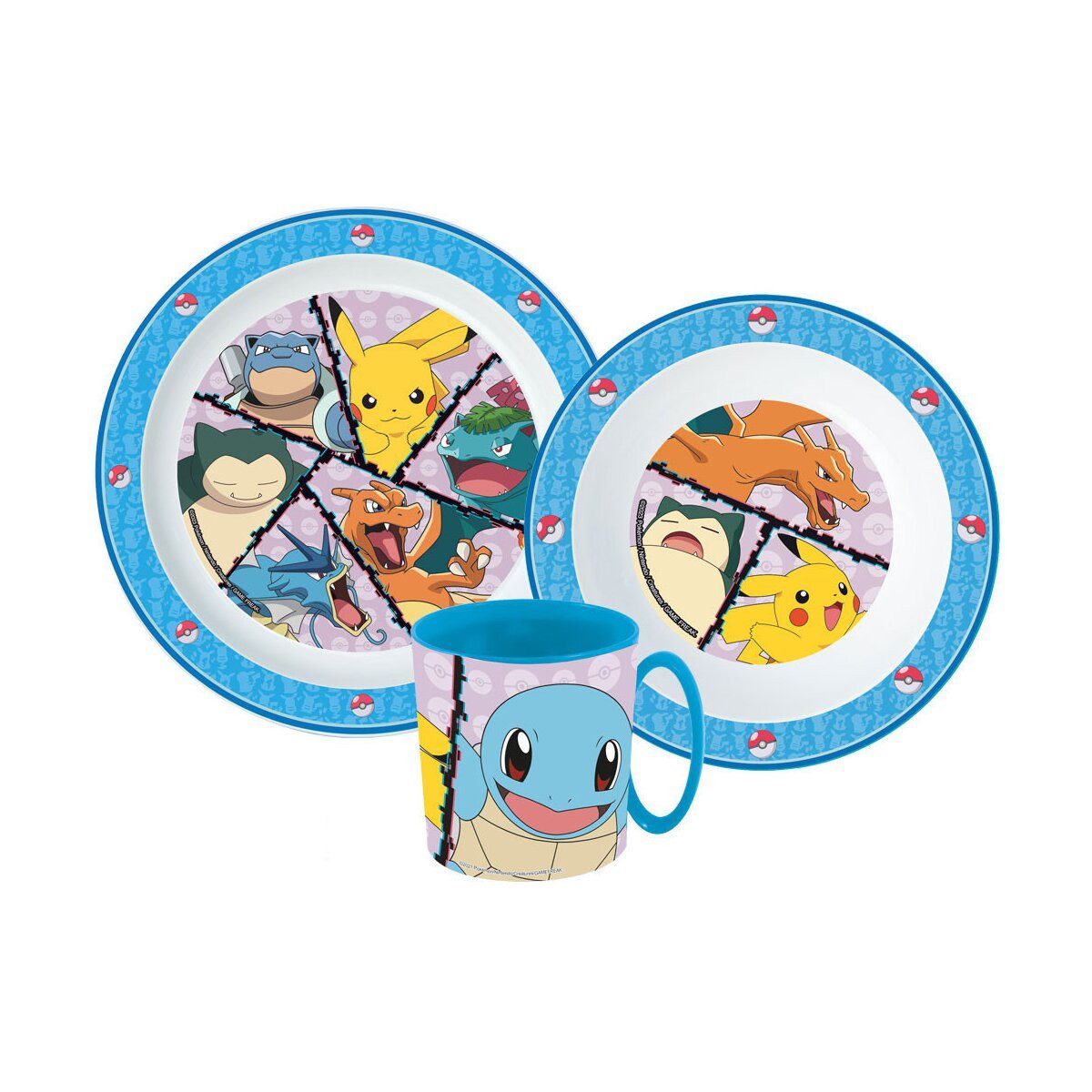POKÉMON Kindergeschirr-Set Pokémon Battle Tafelservice Mikro Kunststoff mit Becher