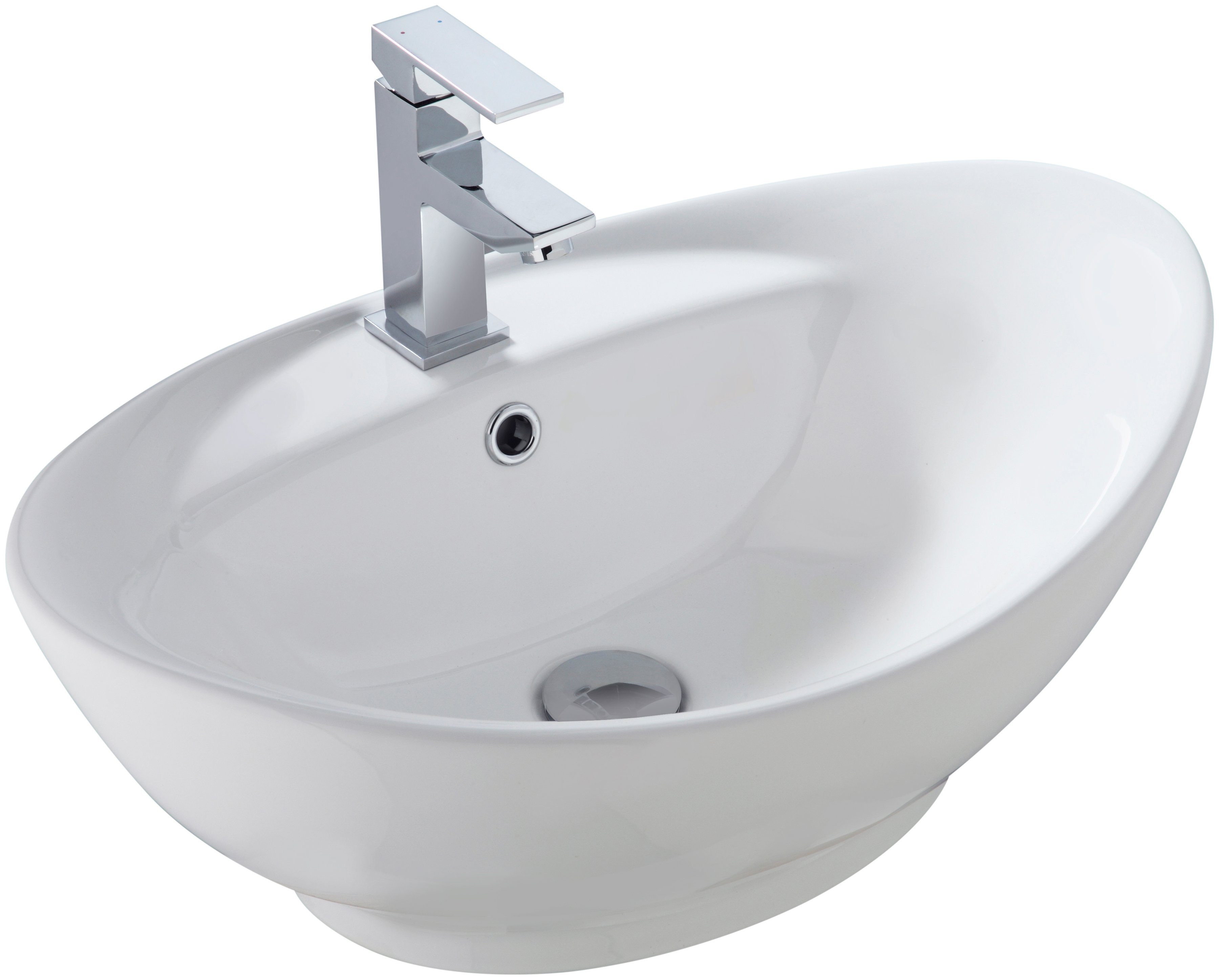 welltime Aufsatzwaschbecken Bilbao, mit Überlauf, oval, Breite 60 cm