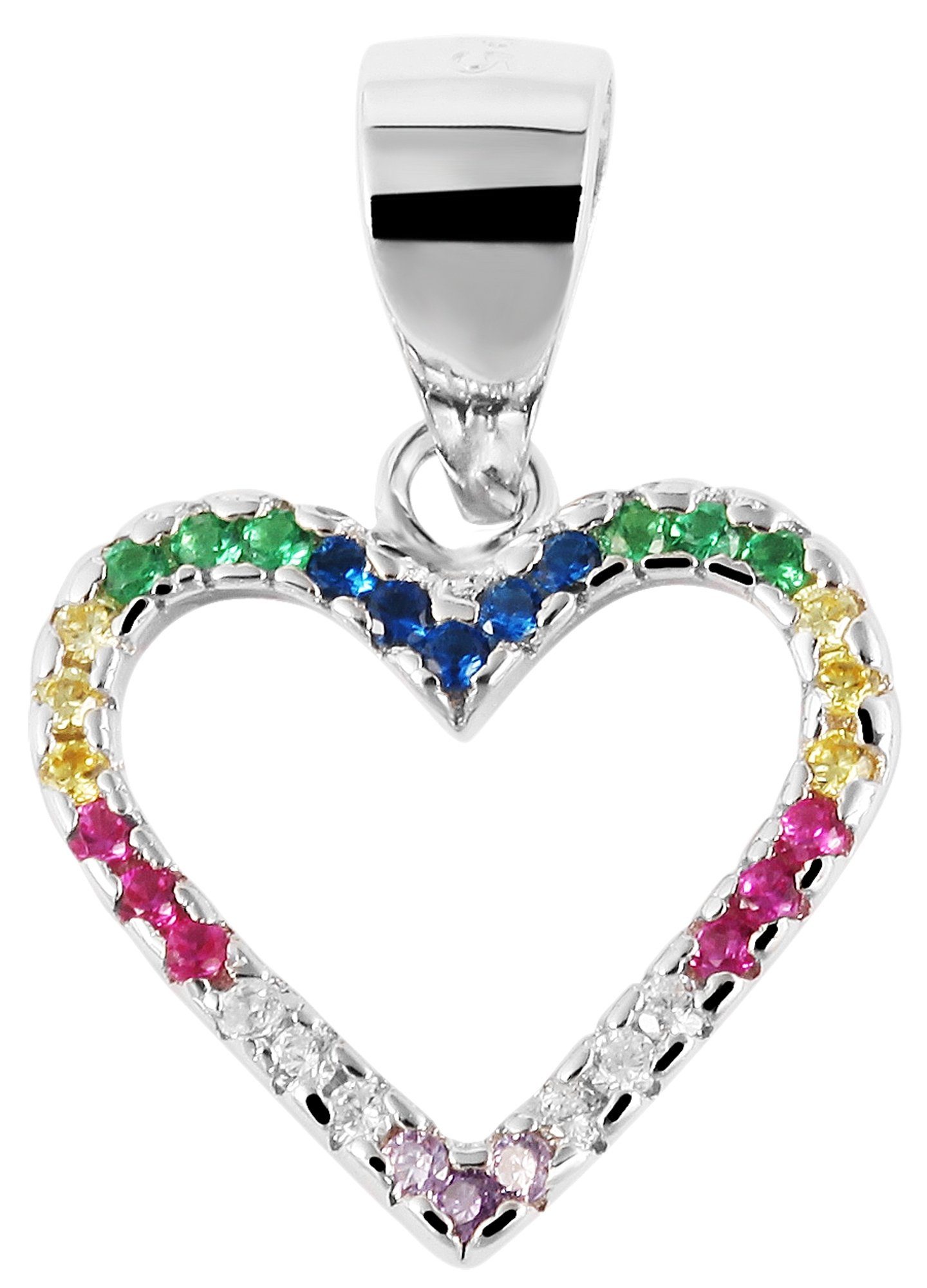 Kettenanhänger stylischer Herz Anhänger aus 925 Sterling Silber