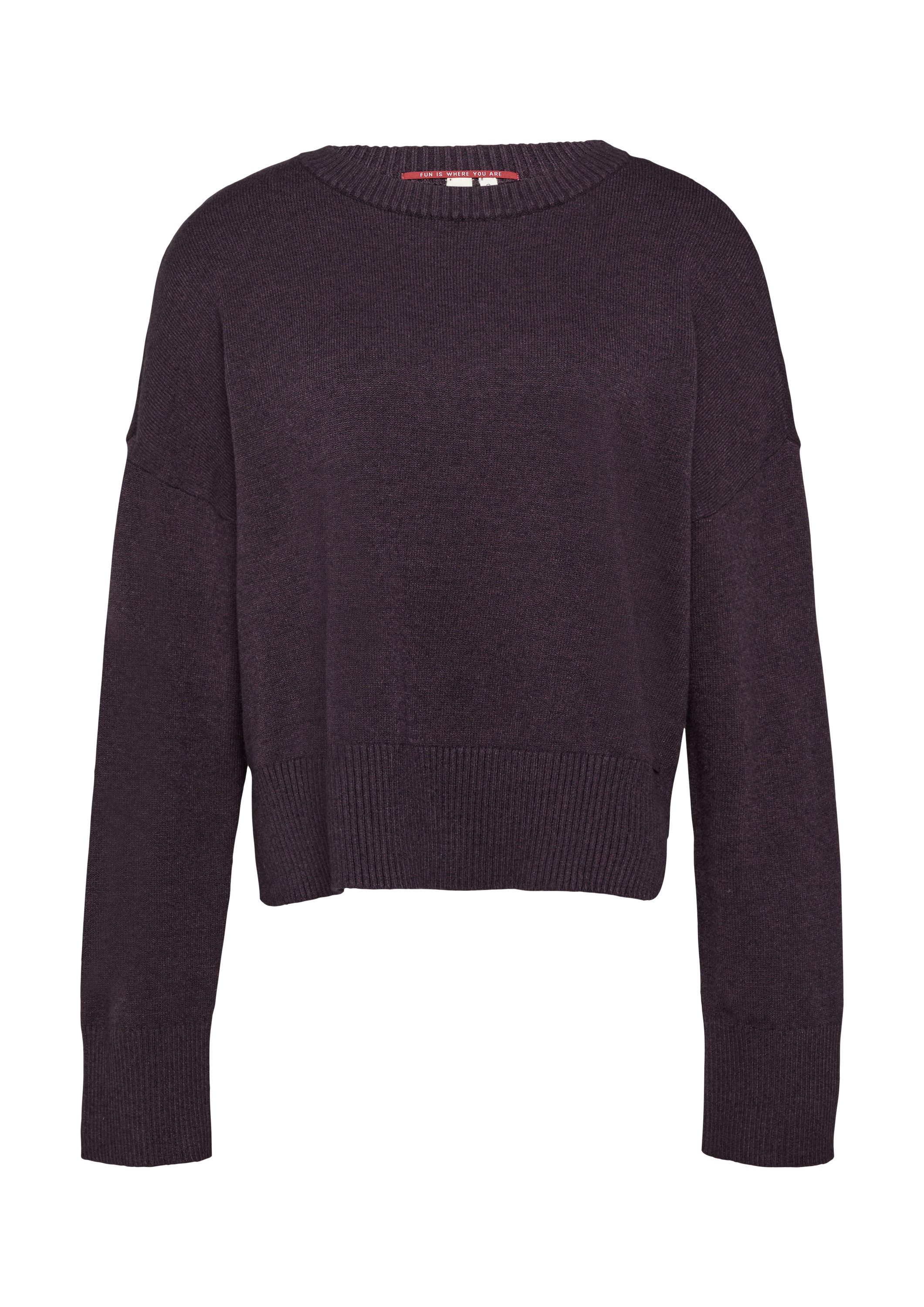 QS Longpullover Strickpullover Weicher Strickpullover mit seitlich geschlitztem Saum