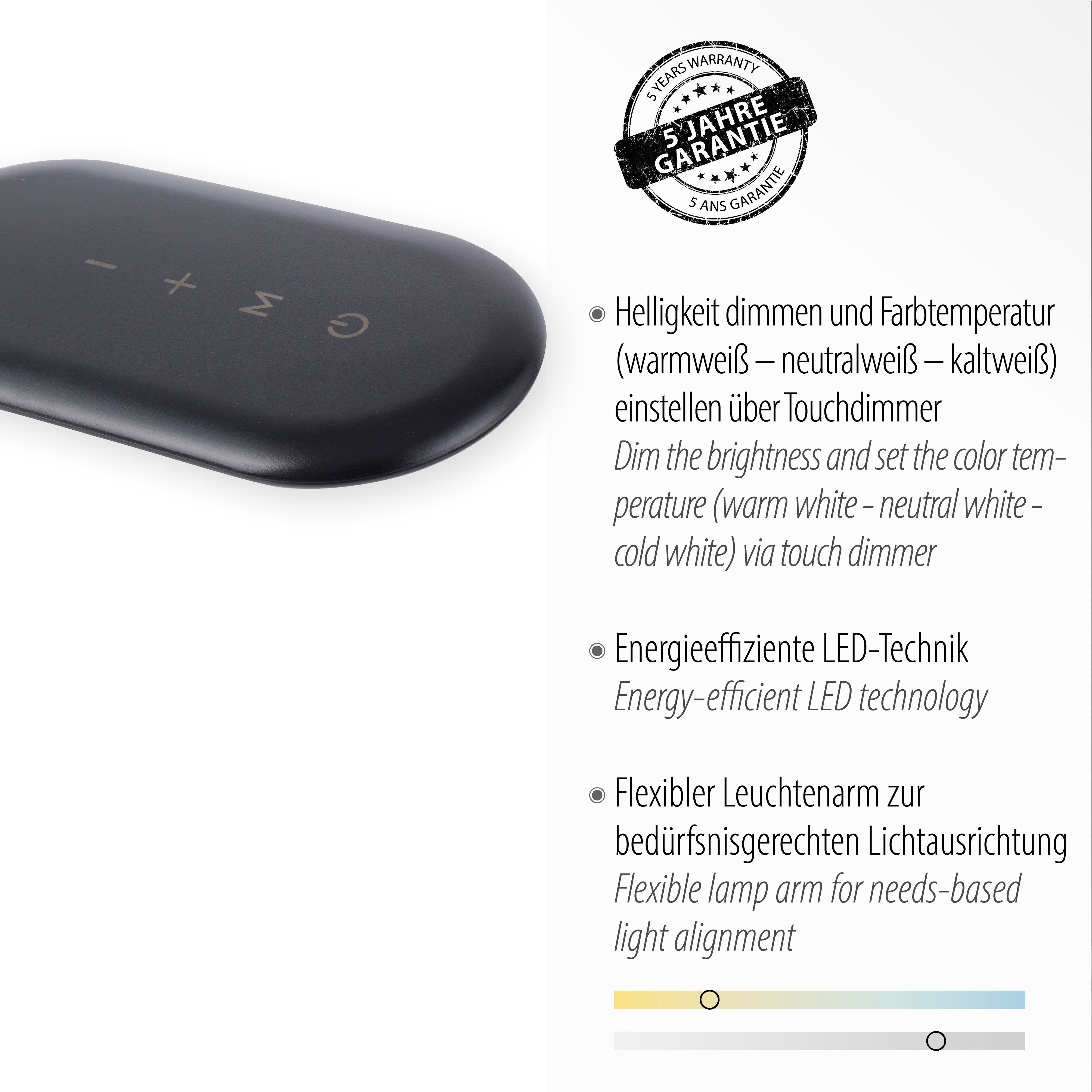 JUST LIGHT Stehlampe KELLY, LED fest integriert, warmweiß - kaltweiß, LED, CCT - tunable white, dimmbar über Touchdimmer