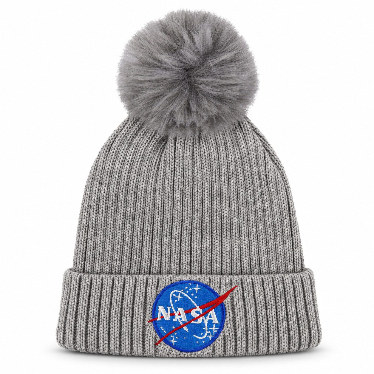 NASA Bommelmütze NASA Space Center - Mädchen Damen Herbst Wintermütze Bommelmütze Gr. 54 bis 56