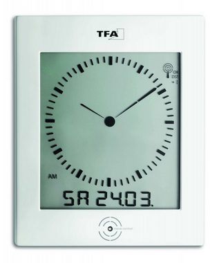 TFA Dostmann Funkwanduhr TFA 60.4506 digitale Uhr mit analogem Zifferblatt und Raumklima DIALOG