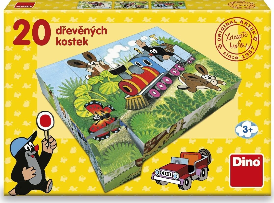Dinotoys Würfelpuzzle DINO Bildwürfel Maulwurf und Transport, Puzzleteile