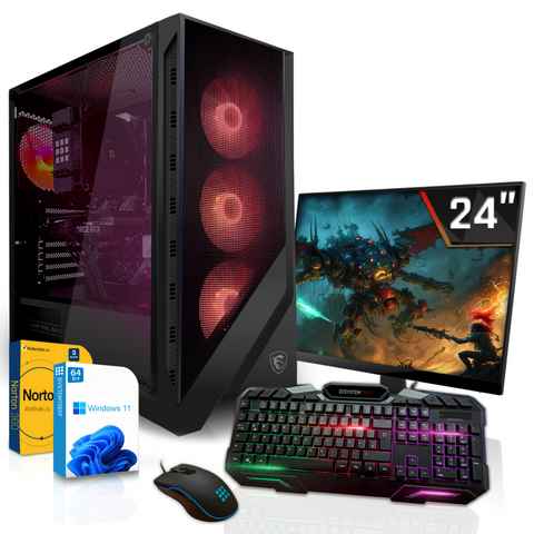 SYSTEMTREFF Basic Gaming-PC-Komplettsystem (24", AMD Ryzen 5 4650G, RX Vega 7, 8 GB RAM, 256 GB SSD, Windows 11, WLAN)