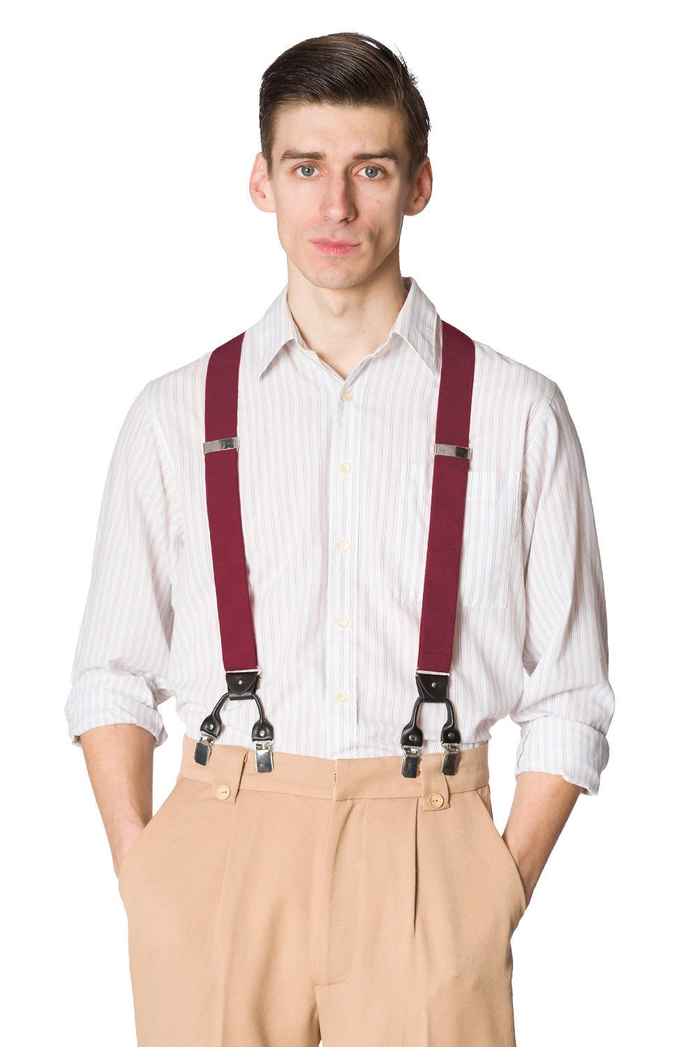 Banned Hosenträger Rockabilly Braces Bordeaux Vintage Y-Form Retro