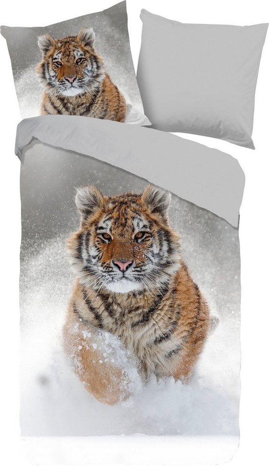 Wendebettwäsche Snow Tiger, good morning, Biber, 2 teilig, 100% Baumwolle/  Flanell (Biber), Das Material ist hautsympathisch und fühlt sich weich
