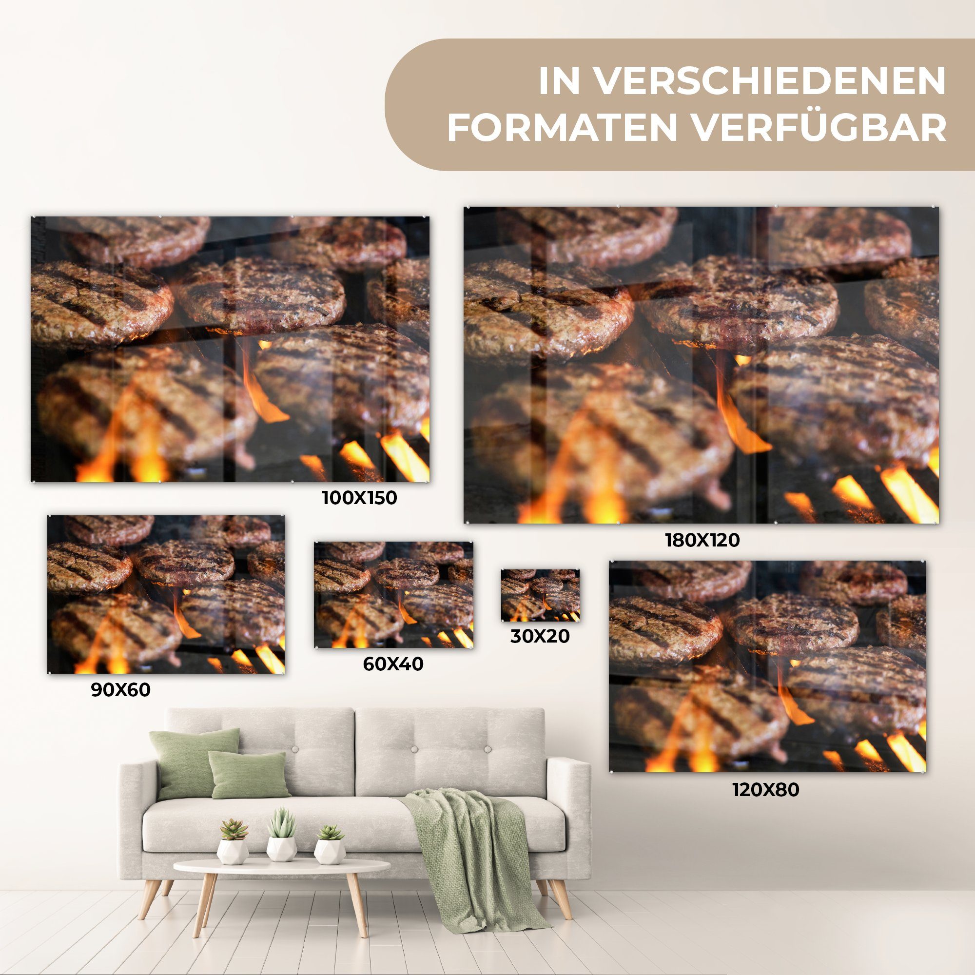 MuchoWow BBQ & - Schlafzimmer Feuer Acrylglasbild - Hamburger, Wohnzimmer St), Acrylglasbilder (1