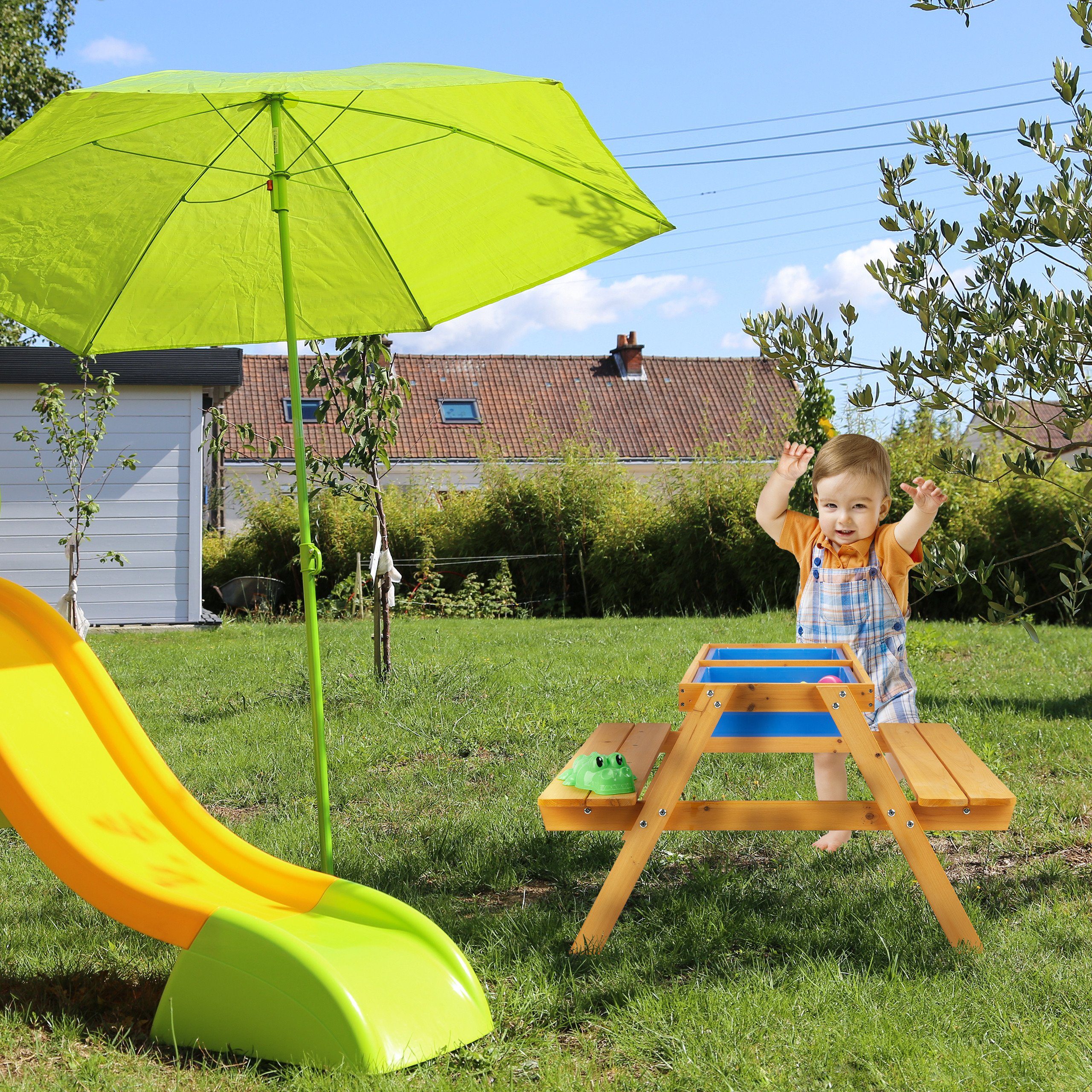 relaxdays Kindersitzgruppe Kindersitzgruppe Holz für Garten