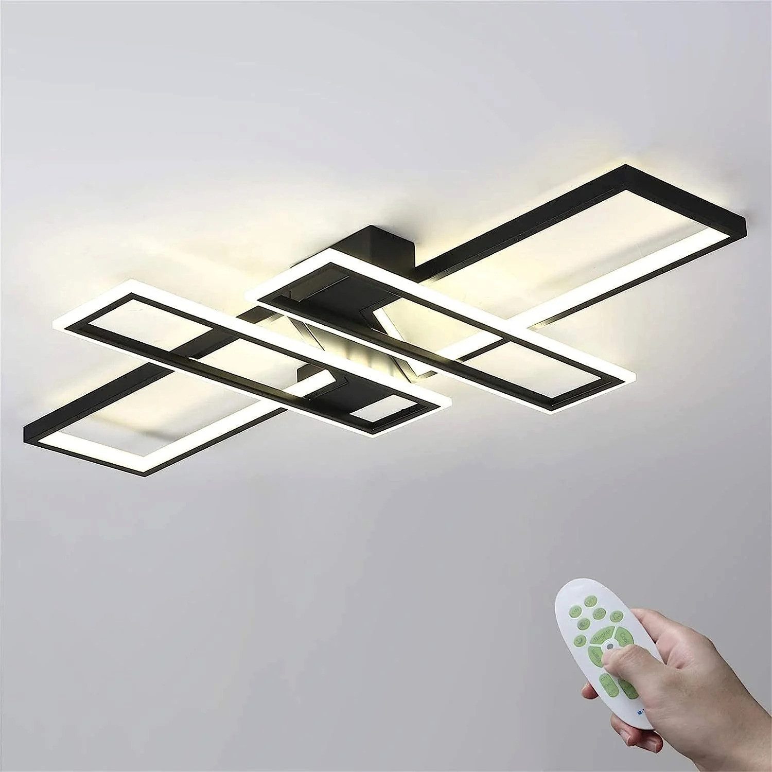Riserva LED Deckenleuchte LED Deckenleuchte rechteckig 46W, schwarz, dimmbar mit Fernbedienung, LED wechselbar
