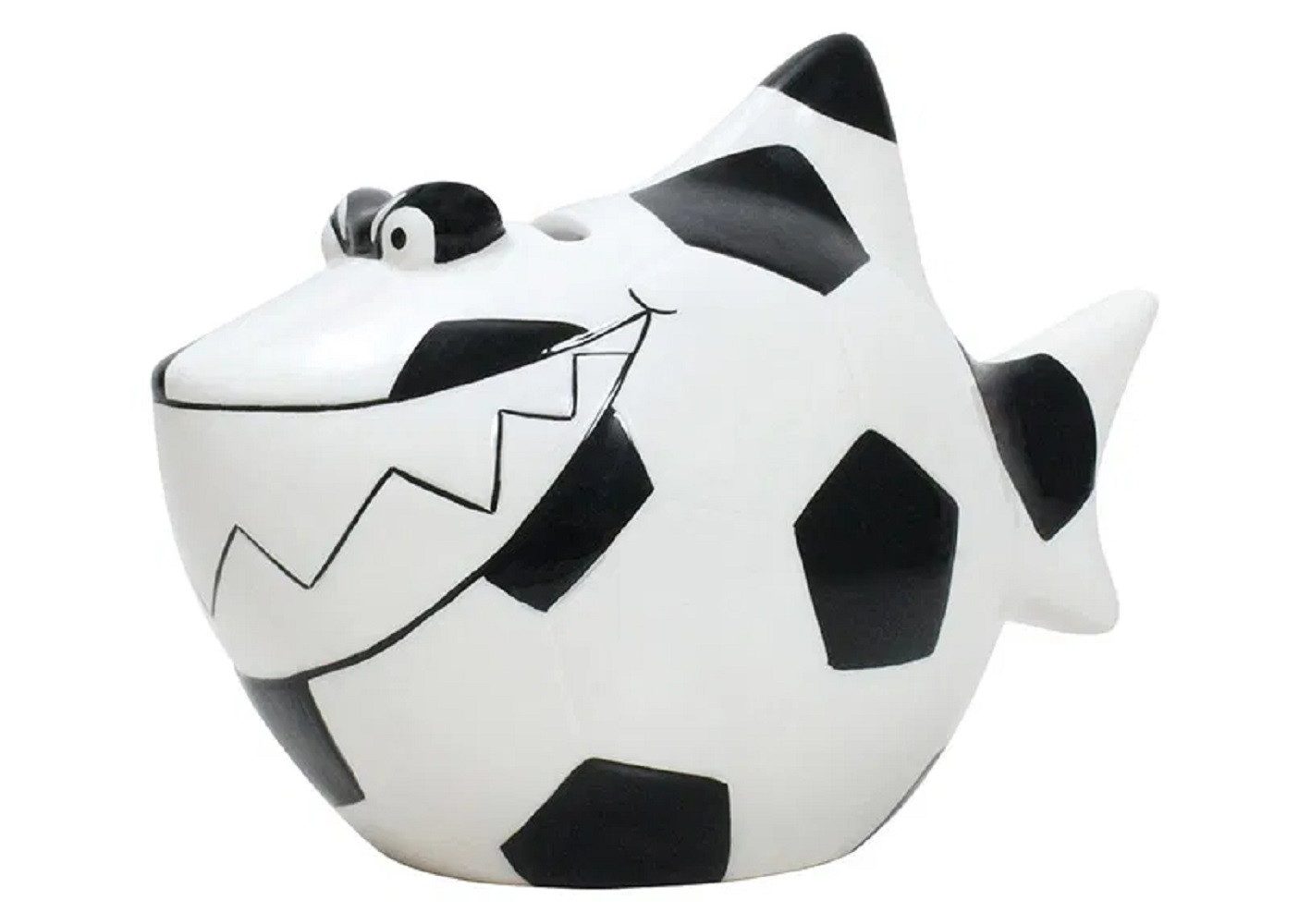 Wurm Spardose Sparschwein Hai Fußball Weiß/Schwarz (B/H/T) 13x11x7,5cm