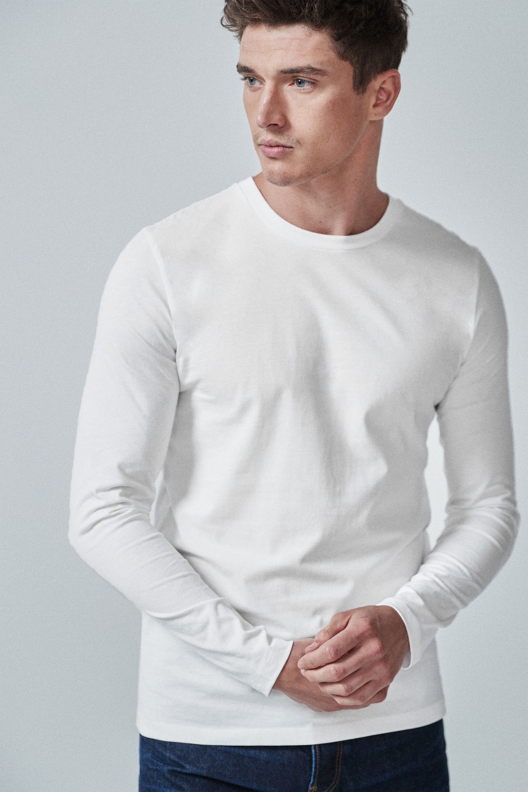 Next Langarmshirt Rundhalsshirt – Slim Fit günstig online kaufen