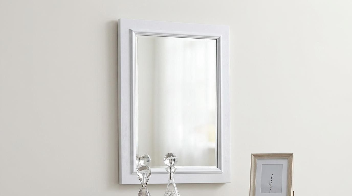 Xlmoebel Dekospiegel Vielseitiger Rechteckspiegel in Weiß aus Holz und Glas, Made in Europa