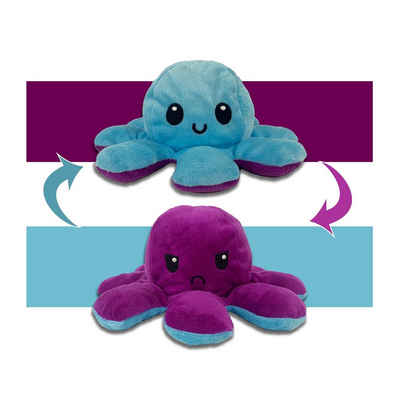 Montegoni Plüschfigur XL Oktopus plüsch zum Wenden, 20x10cm Tintenfisch stimmungs (kuscheltier Octopus kuscheltier)
