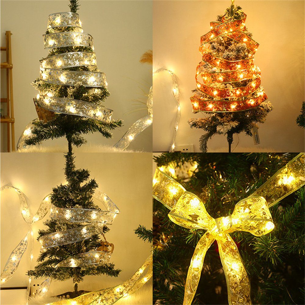 Goldfarben Weihnachtsbaumschmuck Rouemi Lichterkette Bänder Lichterketten, Lichterstreifen farbige