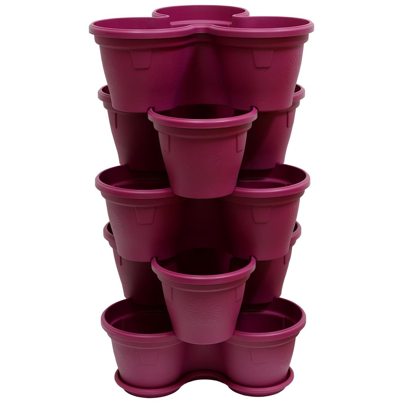 Engelland Blumenständer Säulentopf, Hochbeet, Kräuterbeet (Vorteils-Set, 5 St., 11 Liter Fassungsvermögen je Ebene), fallsicher, UV-beständig, stapelbar, platzsparend, robuster Kunststoff