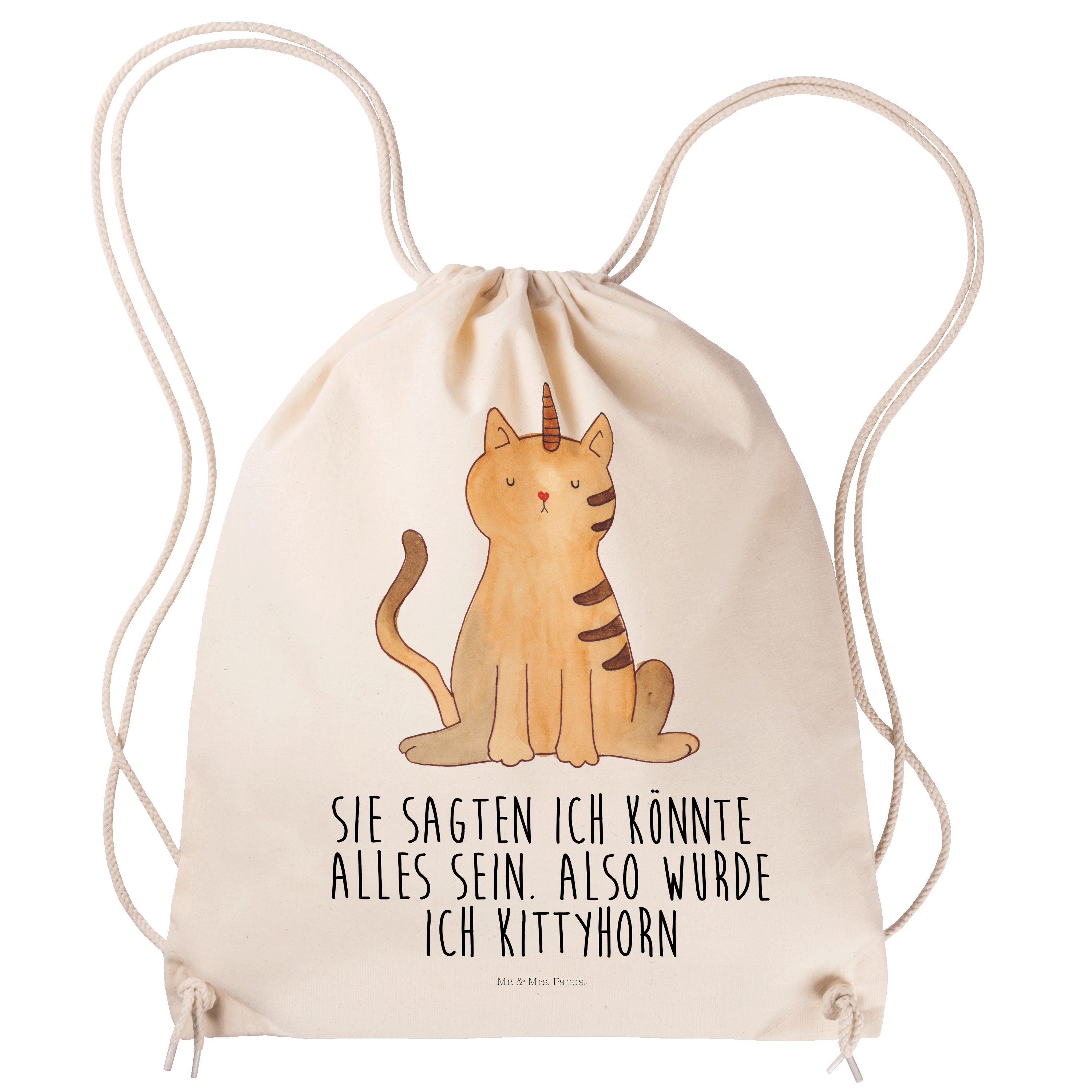 Mr. & Mrs. Panda Sporttasche Einhorn Katze - Transparent - Geschenk, Regenbogen, Beutel, Tasche, S (1-tlg)