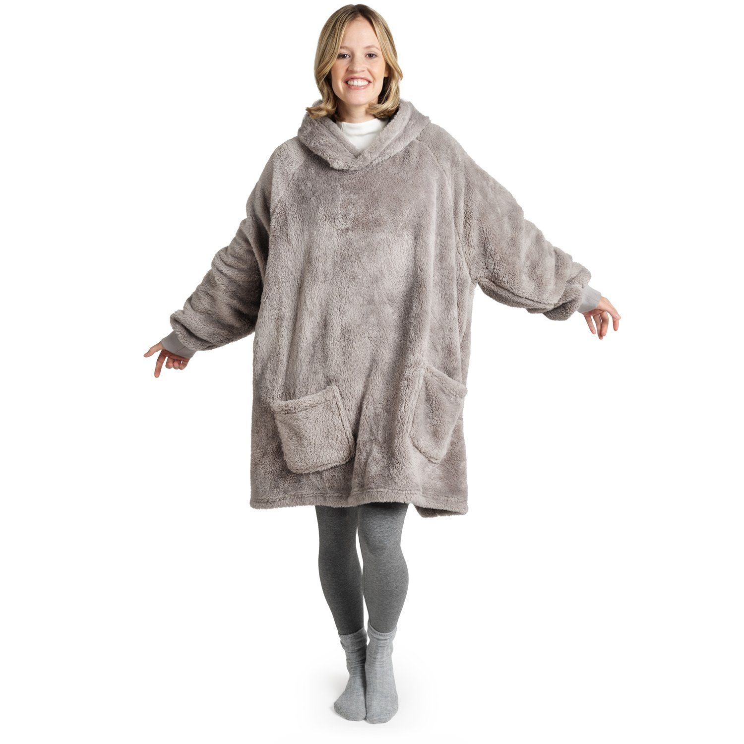 Blumtal Hoodie Ärmeldecke Unisex - flauschig mit Ärmeln - OEKO-TEX zertifiziert mit Ärmeln und Fußtasche