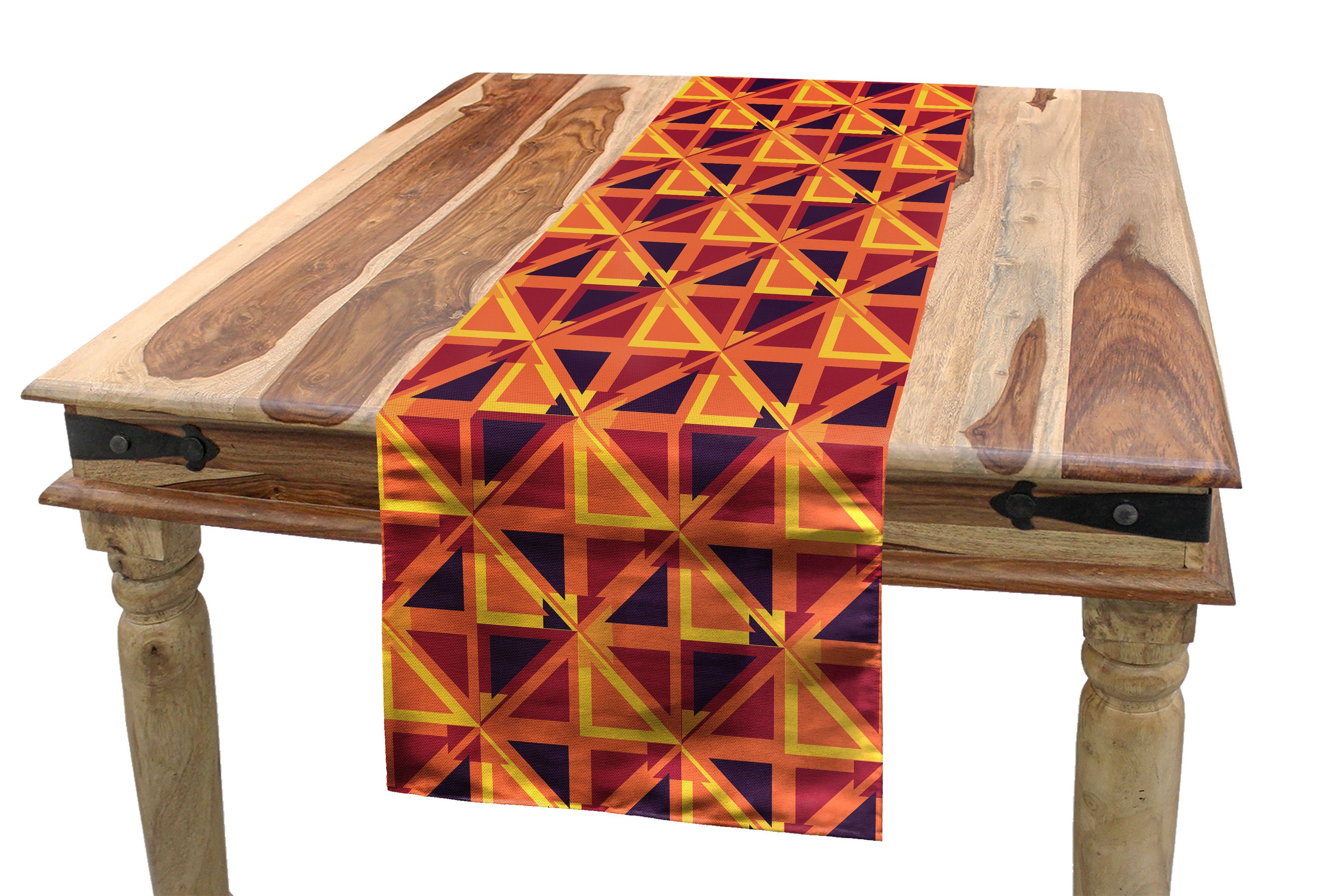 Abakuhaus Tischläufer Esszimmer Küche Rechteckiger Dekorativer Tischläufer, Geometrisch Warmtonige Triangles