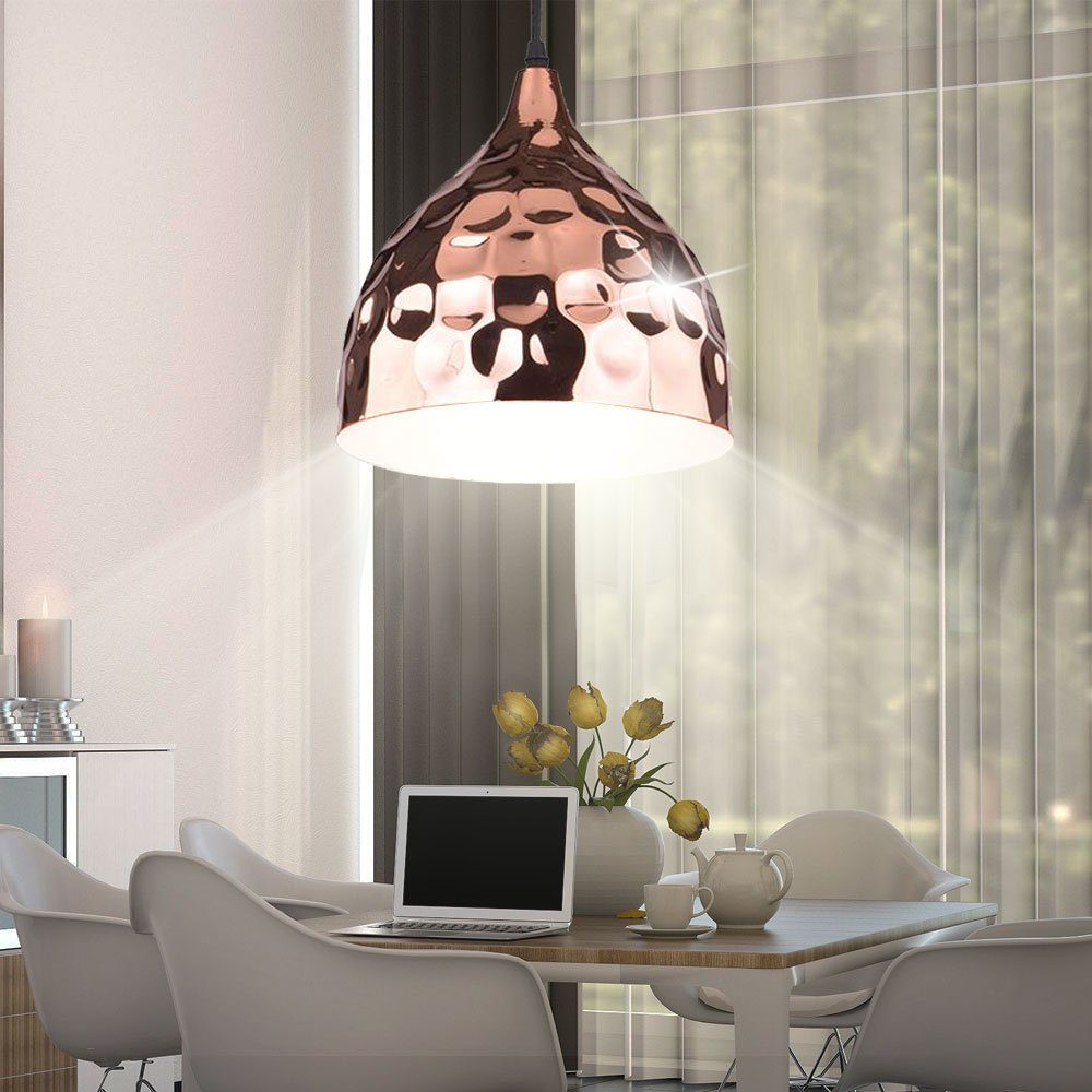 etc-shop LED Pendelleuchte, Leuchtmittel inklusive, Warmweiß, Vintage Hänge Lampe Pendel Wohnraum Decken Fluter Hammerschlag Optik
