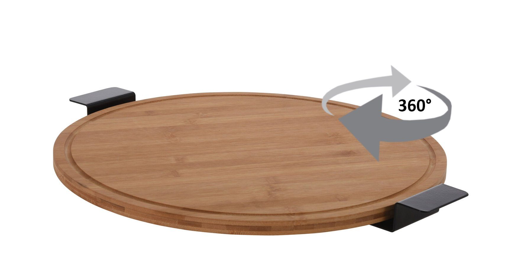 Spetebo Tablett Bambus Drehteller mit 2 Griffen - 40 cm, Holz, (Stück, 1-tlg., Teller um 360° drehbar), drehbare Servier- und Käseplatte