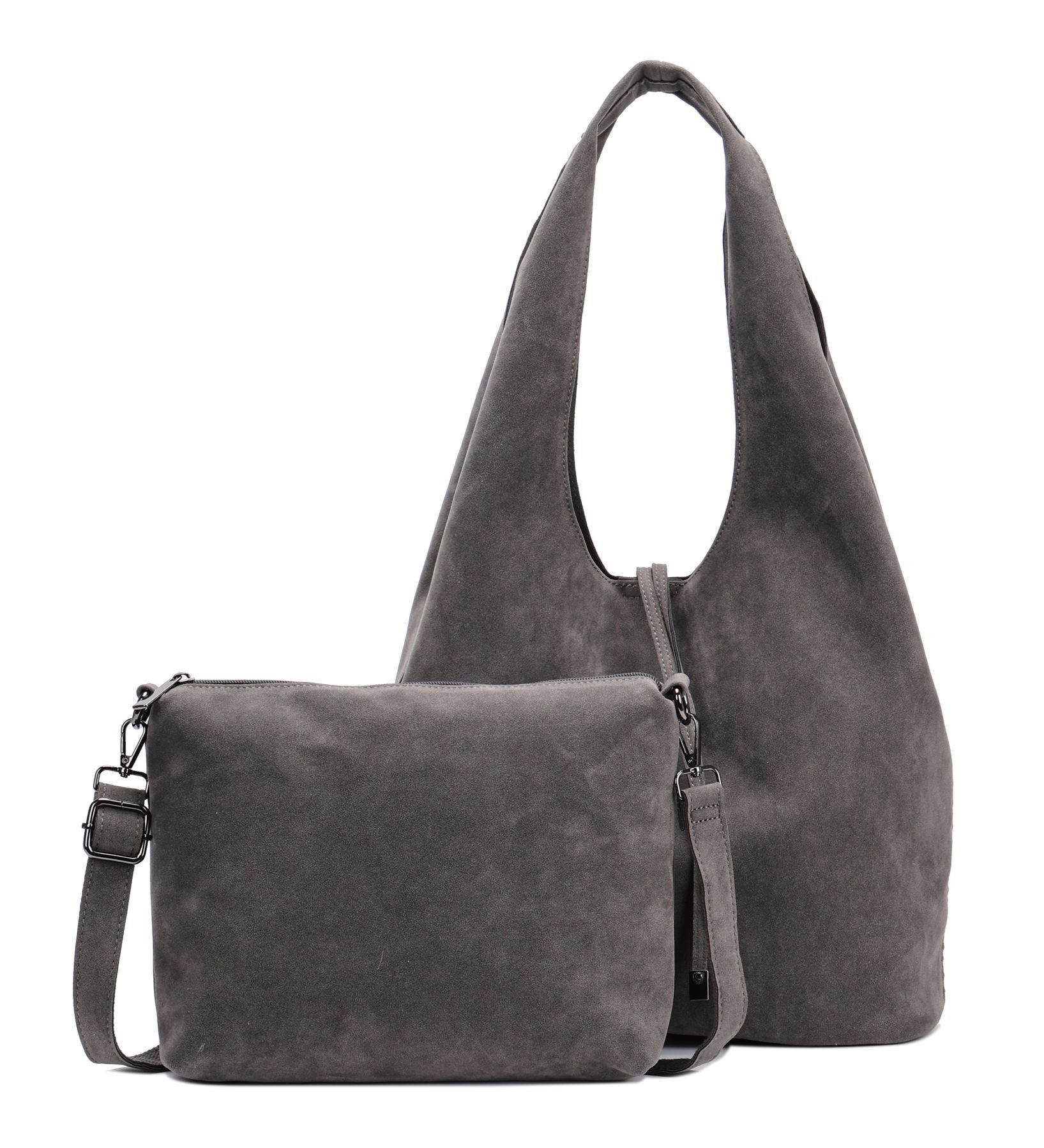 Schultertasche Damen Tasche Set 2in1 Shopper Hobo Bag Handtasche Crossbody Velours