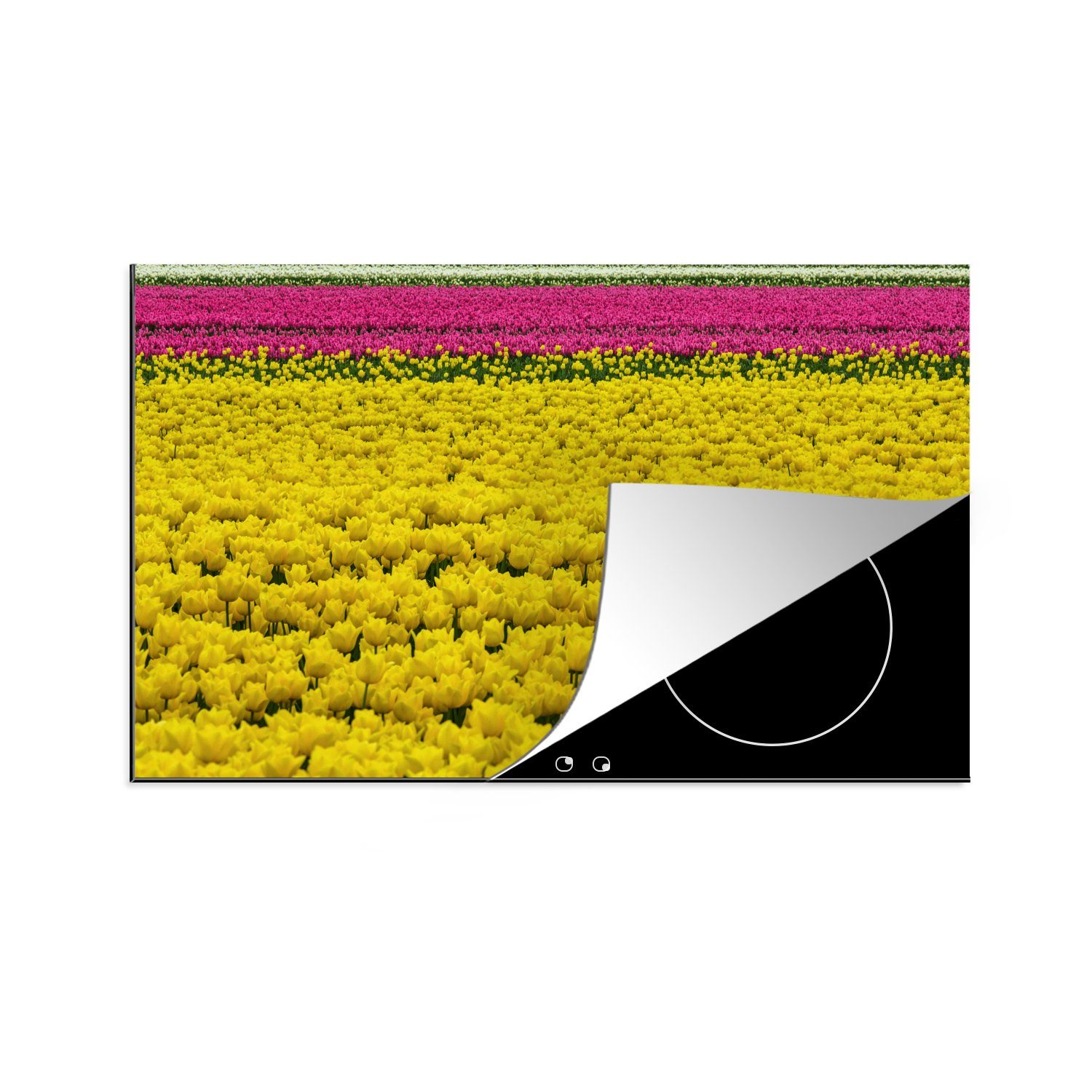 Herdblende-/Abdeckplatte cm, Vinyl, die Feld tlg), 81x52 MuchoWow gelben (1 küche, Ceranfeldabdeckung Schutz Induktionskochfeld für Tulpen, mit