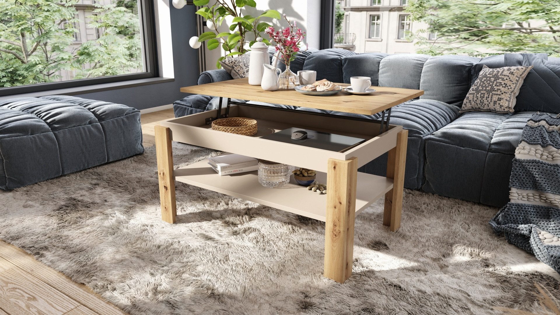 designimpex Couchtisch Design Asti-P Tisch höhenverstellbar günstig online kaufen