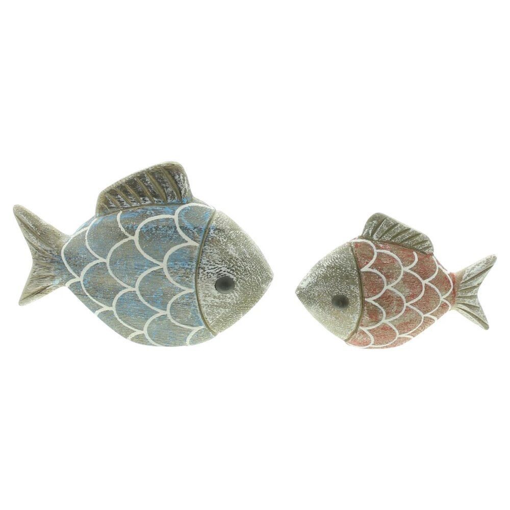 Dekofigur Fisch Holz Figur Maritim Holzdeko Fische Objekt Skulptur 2er Set