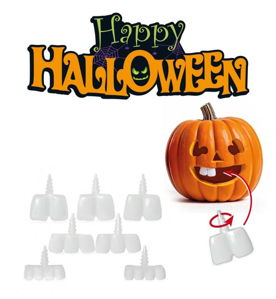 Fries Bastelnaturmaterial Halloween Kürbis Zähne zum eindrehen Verschönern geschnitzten Kürbis, perfektes Accessoire fürs Kürbisschnitzen!