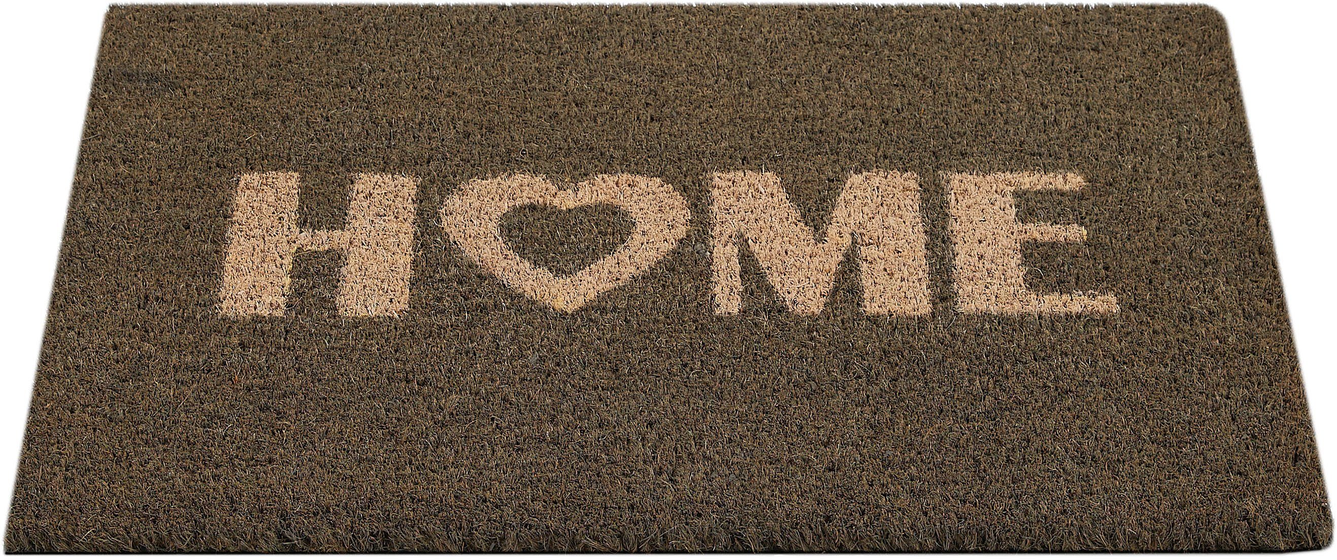 Home Heart, und Andiamo, mm, Schmutzfangmatte, Kokos geeignet rechteckig, Höhe: mit Spruch, 15 In- grau Outdoor Kokosmatte, Fußmatte