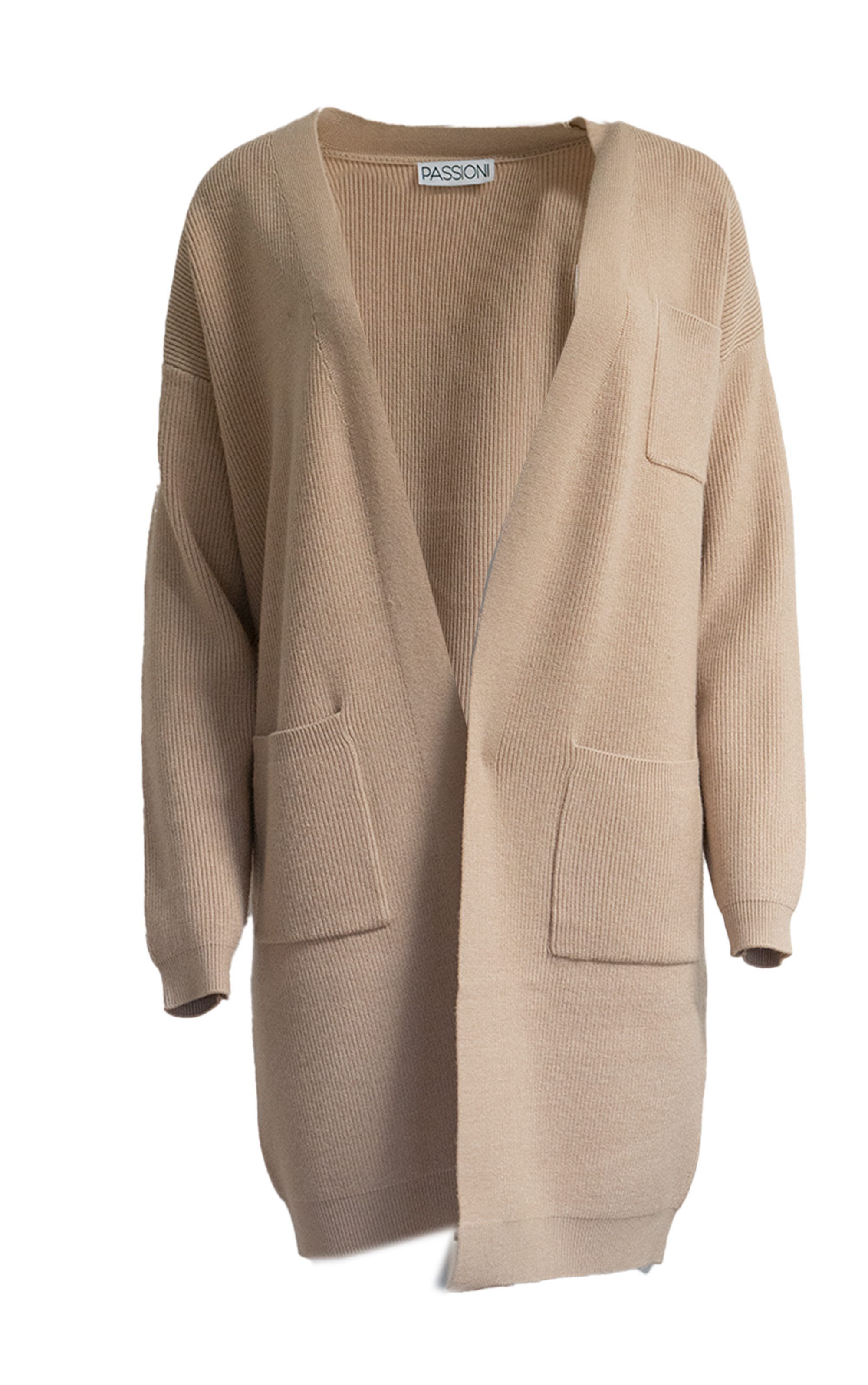 Passioni Longstrickjacke mit Rippenstruktur und Taschen günstig online kaufen