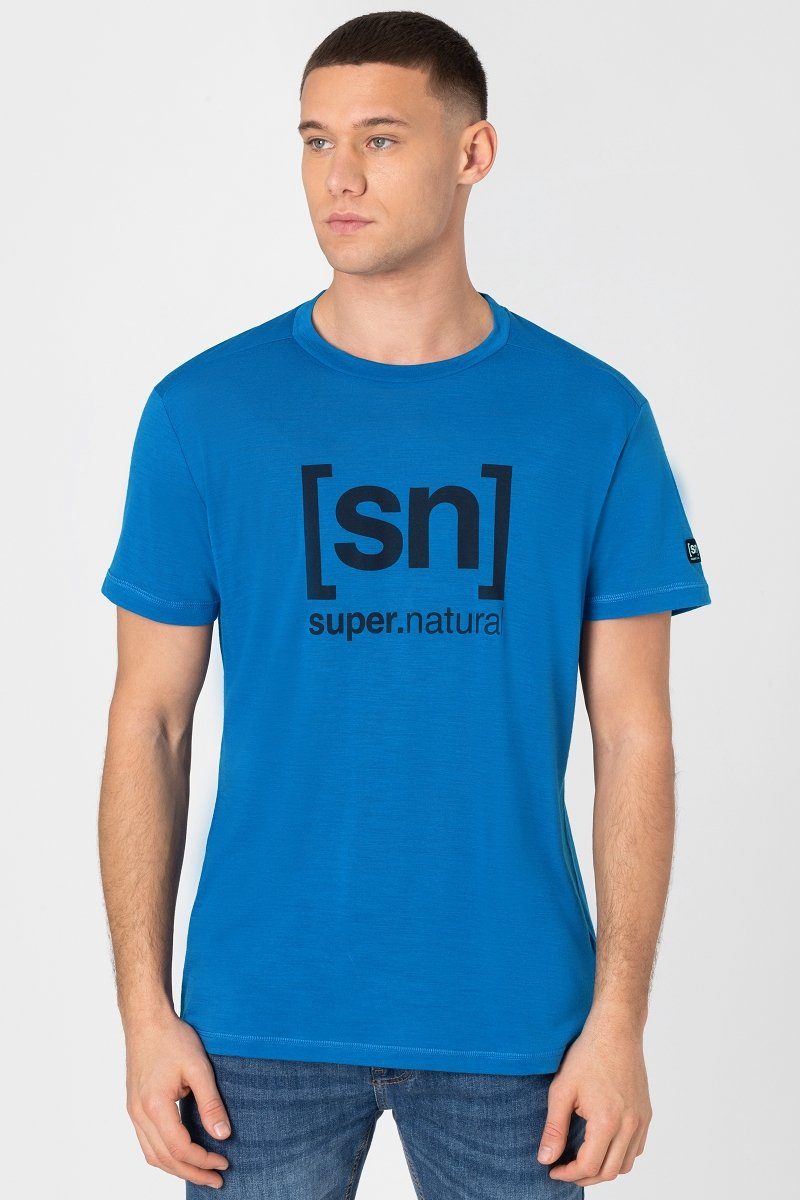 SUPER.NATURAL T-Shirt Merino T-Shirt M LOGO TEE feinster Merino-Materialmix High Tide/Blueberry