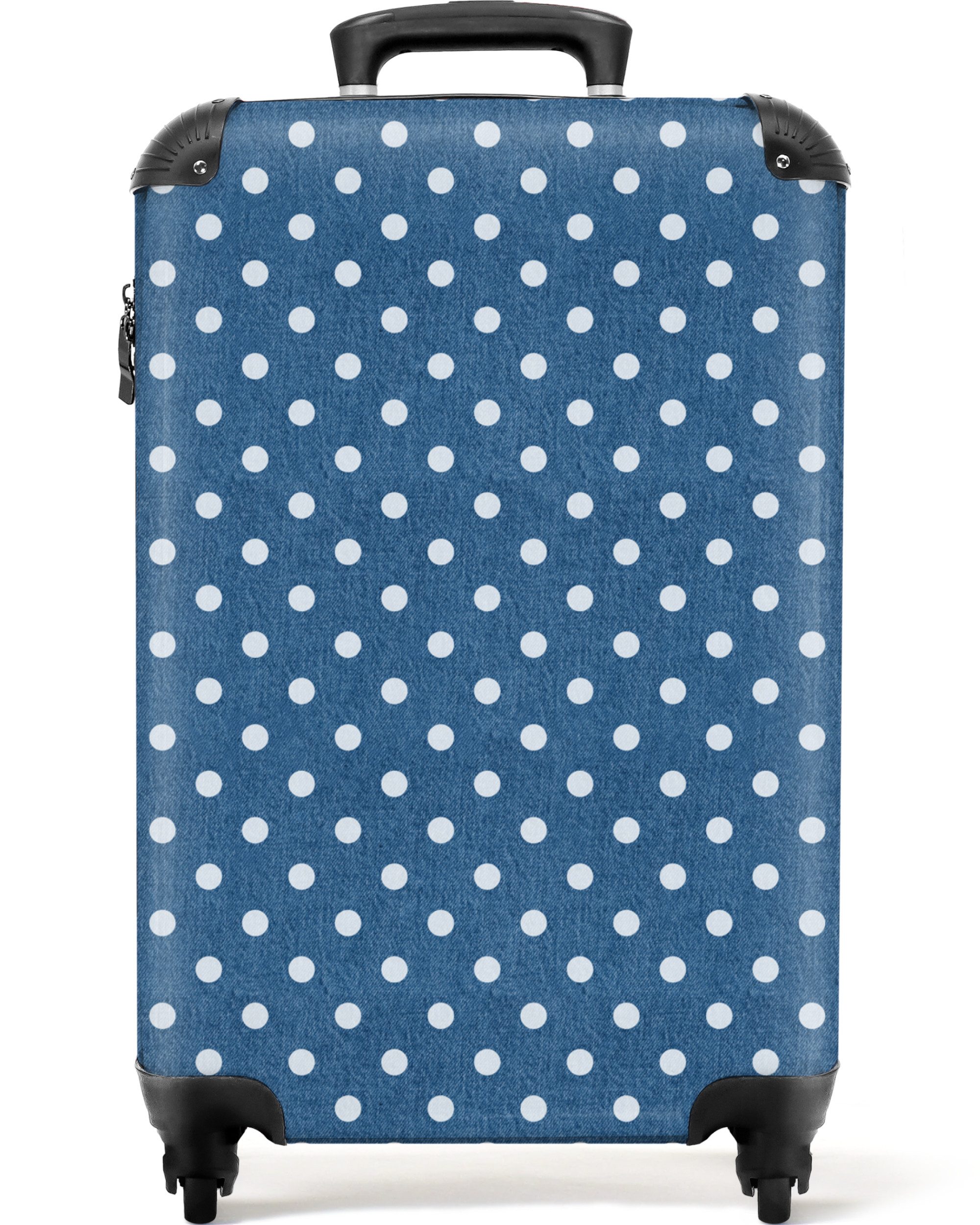 NoBoringSuitcases.com© Hartschalen-Trolley Punkte - Blau - günstig online kaufen