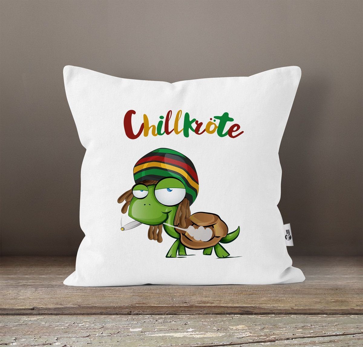MoonWorks Dekokissen Kissen-Bezug Chillkröte Schildkröte Rastafrisur günstig online kaufen
