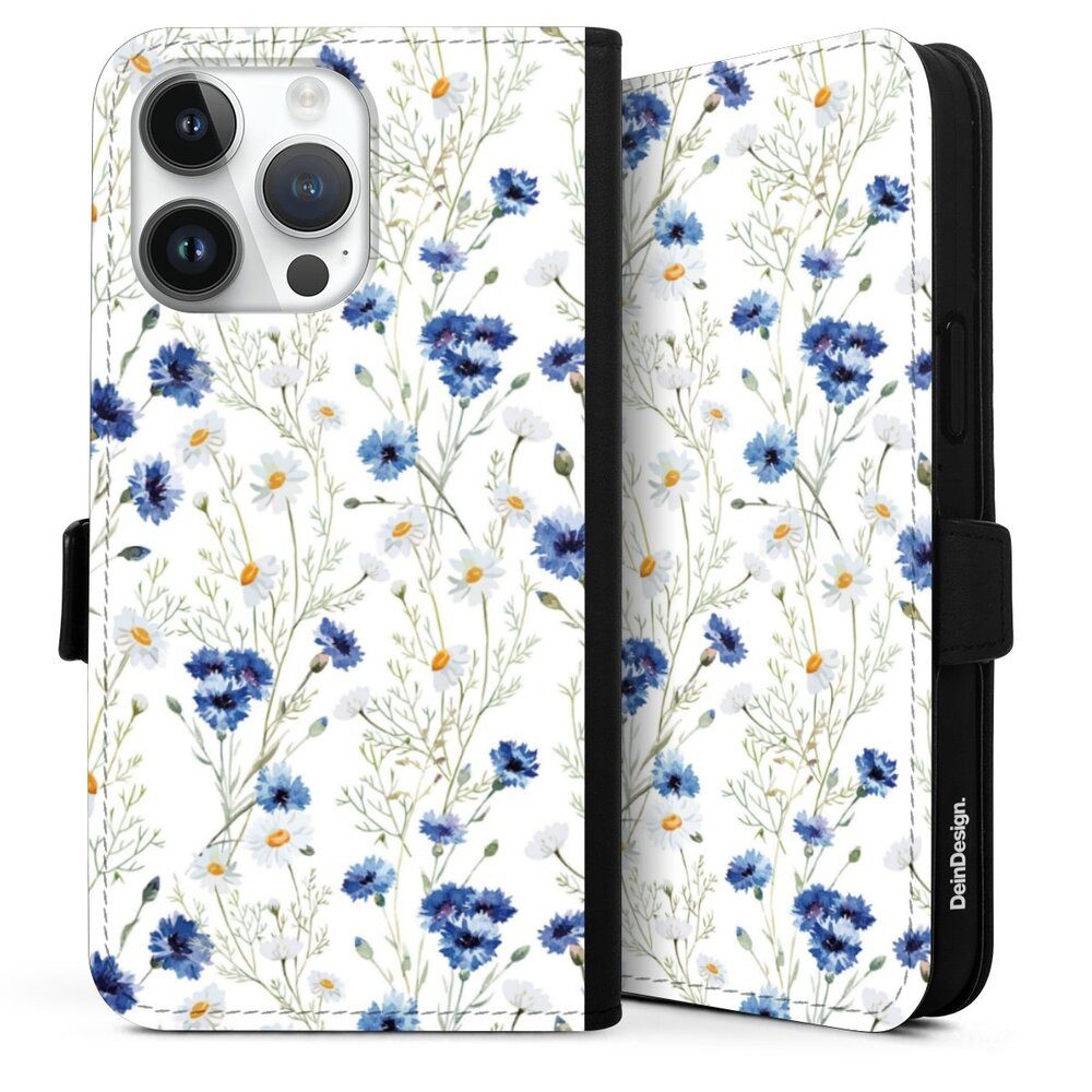 DeinDesign Handyhülle Muster Blume Blumen Flower Pattern 6, Apple iPhone 14 Pro Max Hülle Handy Flip Case Wallet Cover