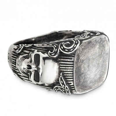 CAÏ Fingerring 925/- Sterling Silber matt-oxidiert Totenkopf