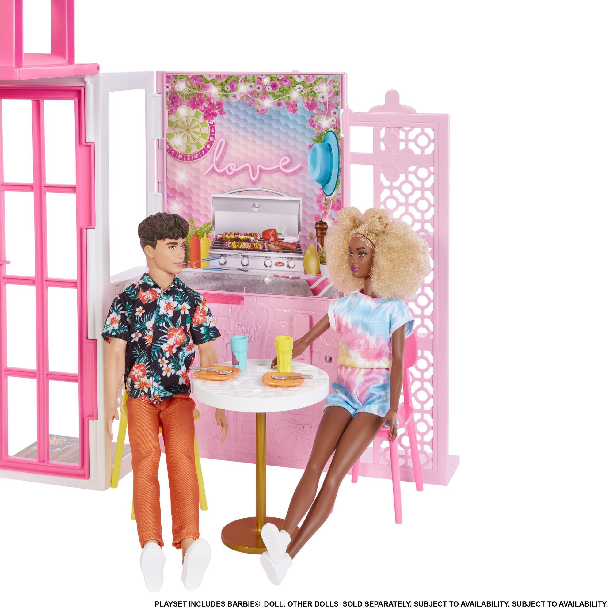 Puppenhaus klappbar Puppe klappbar Mitnehmen; und inkl. zum (blond) Zubehör, Barbie