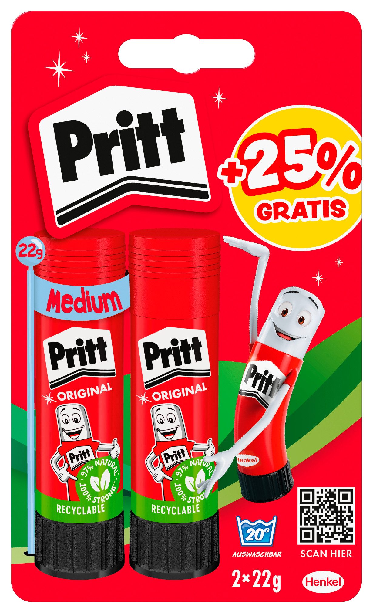 PRITT Bastelkleber Klebestifte, 2x 22g
