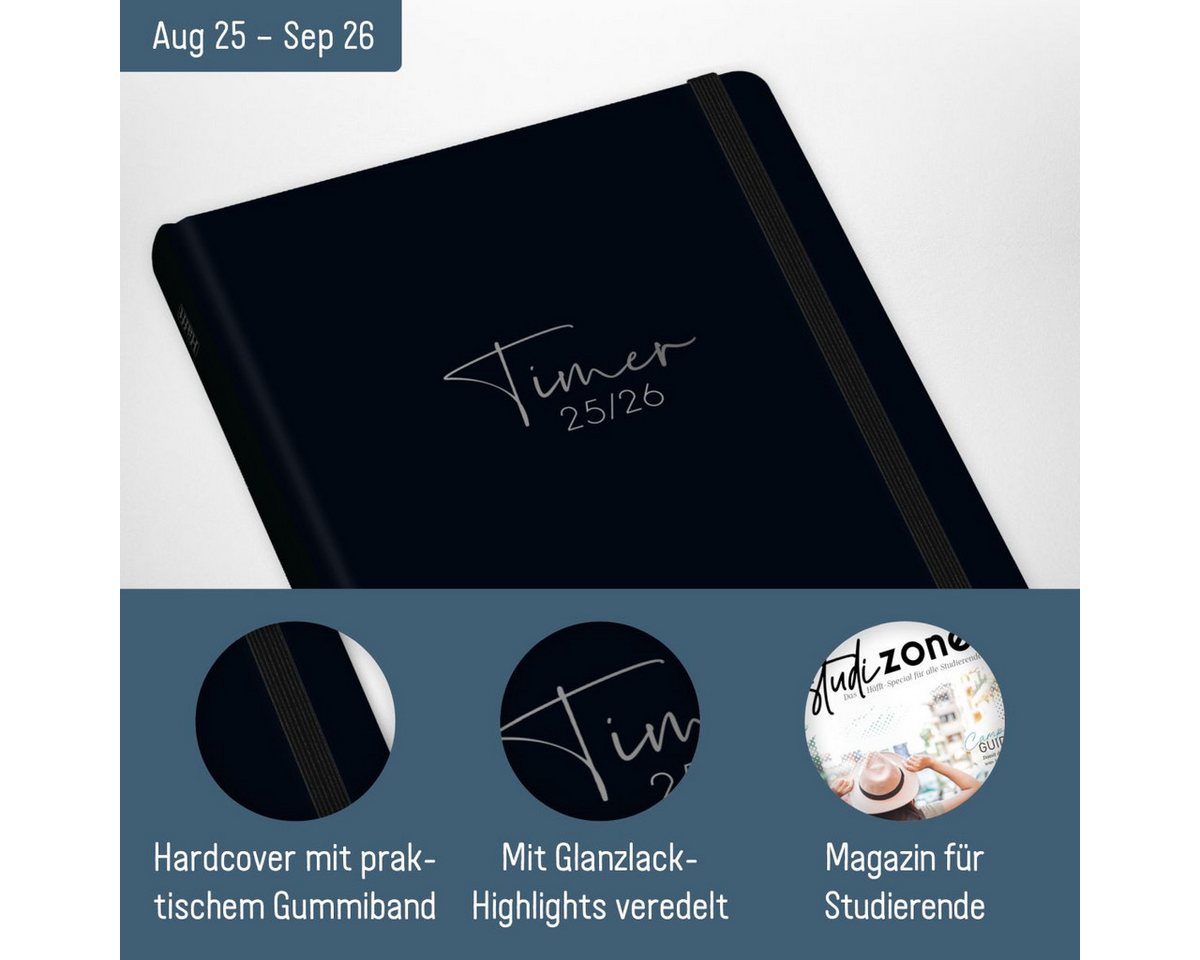 Thumbnail - Häfft Terminplaner Campus Timer Studentenkalender A5 2025/2026