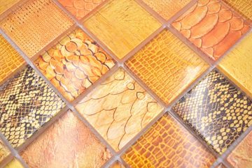 Mosani Mosaikfliesen Glasmosaik Crystal Mosaikfliesen orange glänzend / 10 Mosaikmatten