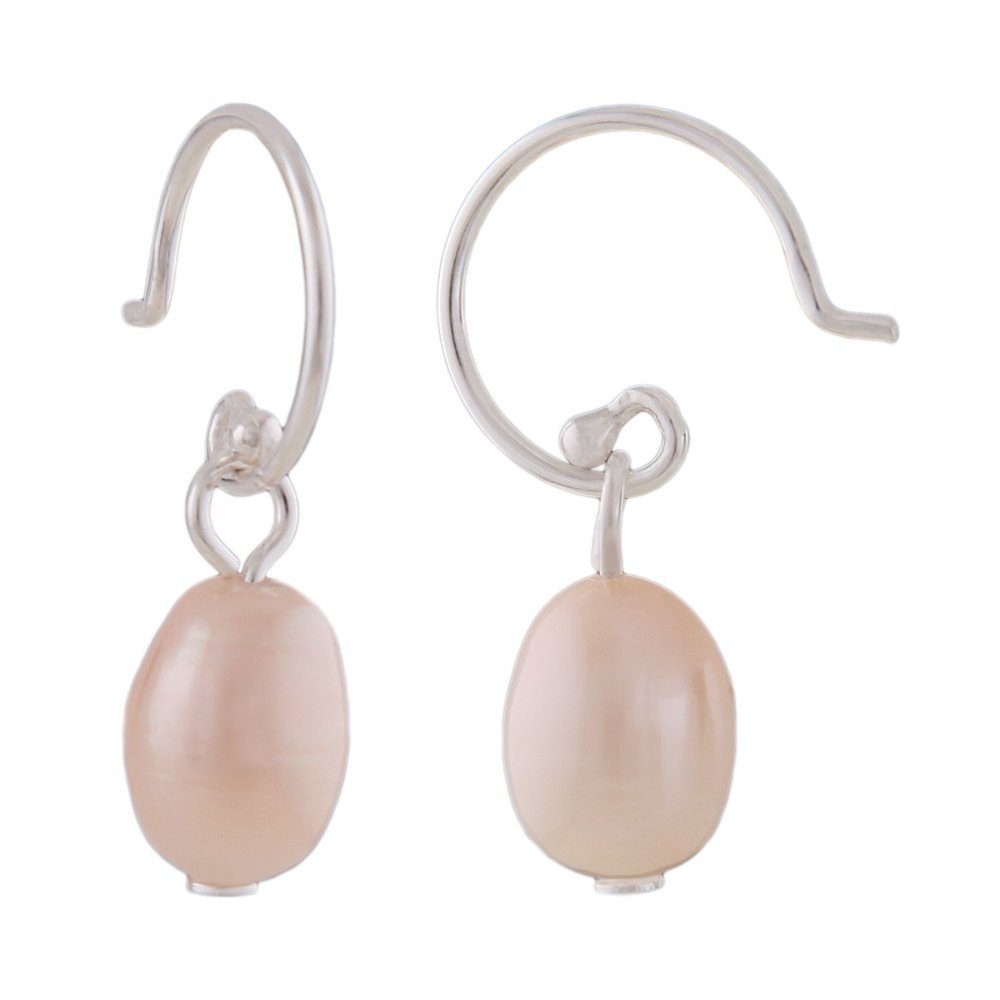 Gallay Paar Ohrhaken Ohrhaken Ohrring 23x7mm Süßwasserzuchtperle roséfarben Silber 925