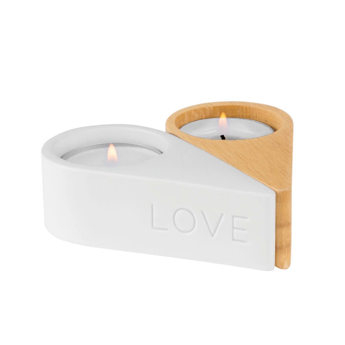 Räder Design Teelichthalter Teelichthalter aus Porzellan und Holz "Love & Peace" von räder