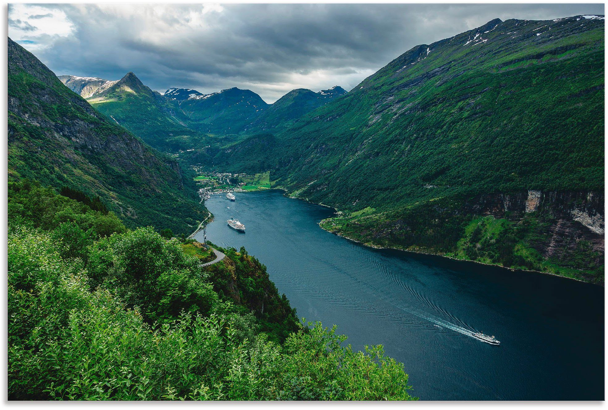 Artland Wandbild Blick auf den Geirangerfjord Norwegen, Küste (1 St), als Alubild, Leinwandbild in verschied. Größen