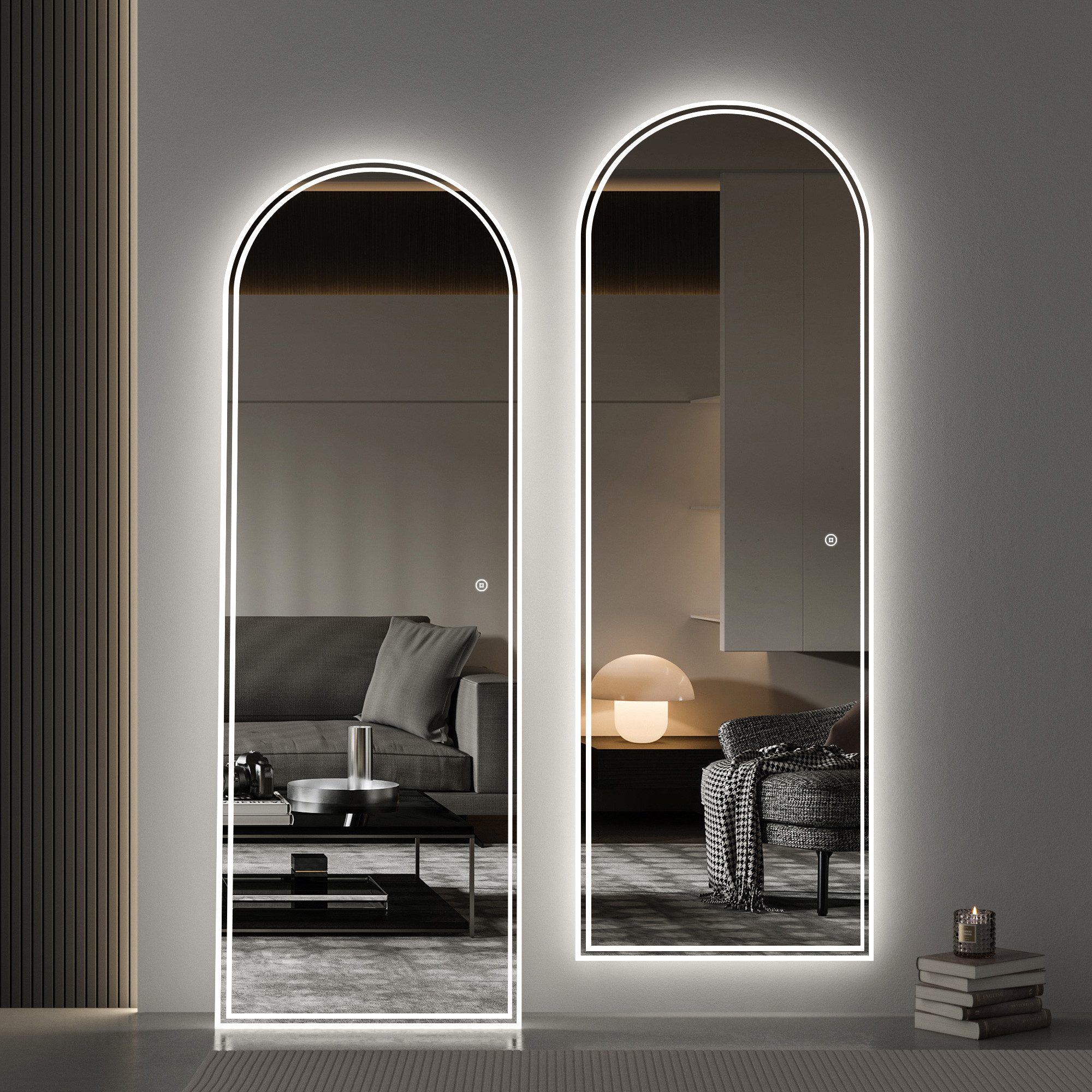 WDWRITTI LED-Lichtspiegel Rund Bogen Spiegel groß Ganzkörperspiegel Led mit günstig online kaufen