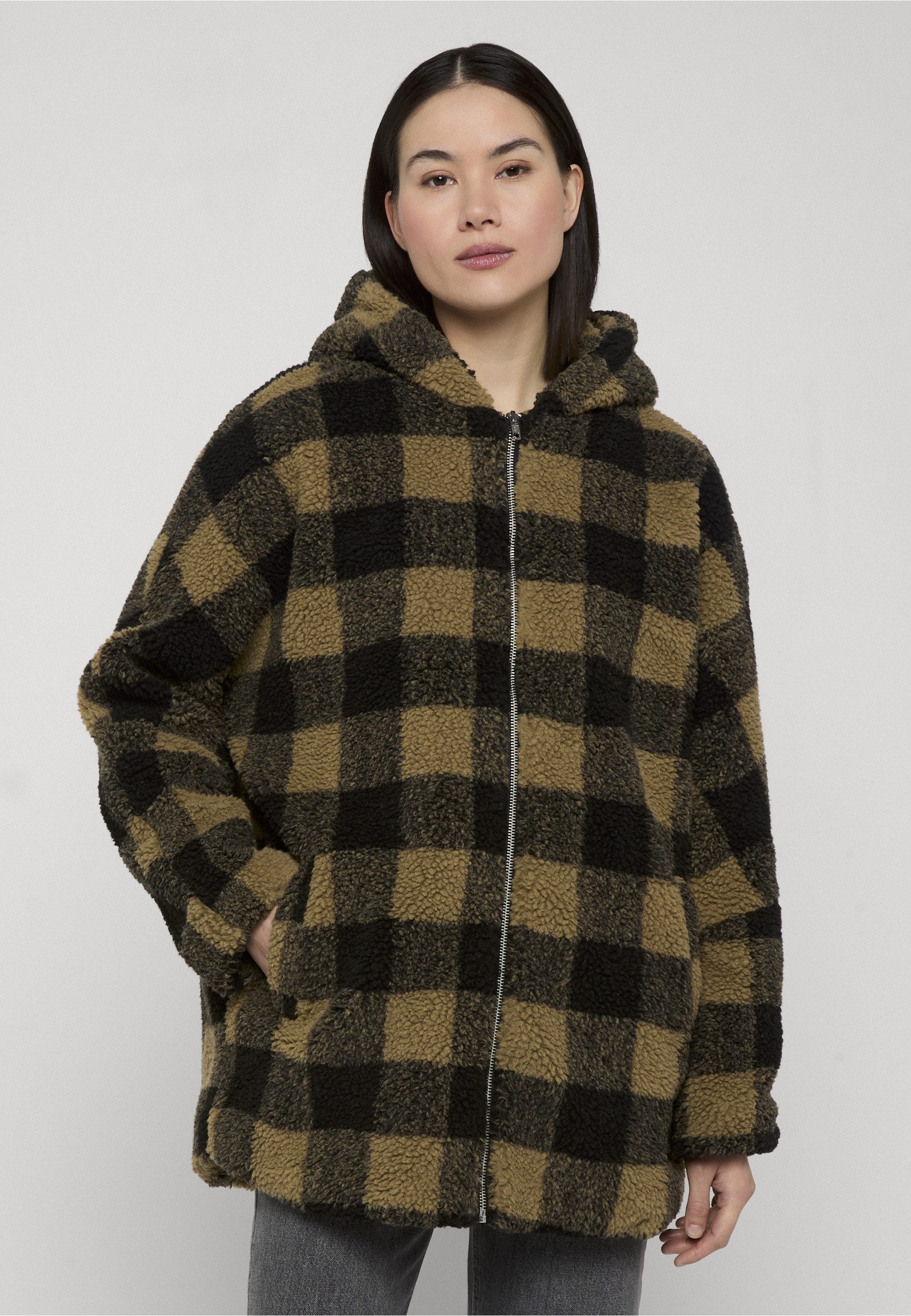 URBAN CLASSICS Winterjacke Urban Classics Damen Ladies Hooded Oversized Check Sherpa Jacket (1-St) – Bild 3 von 4