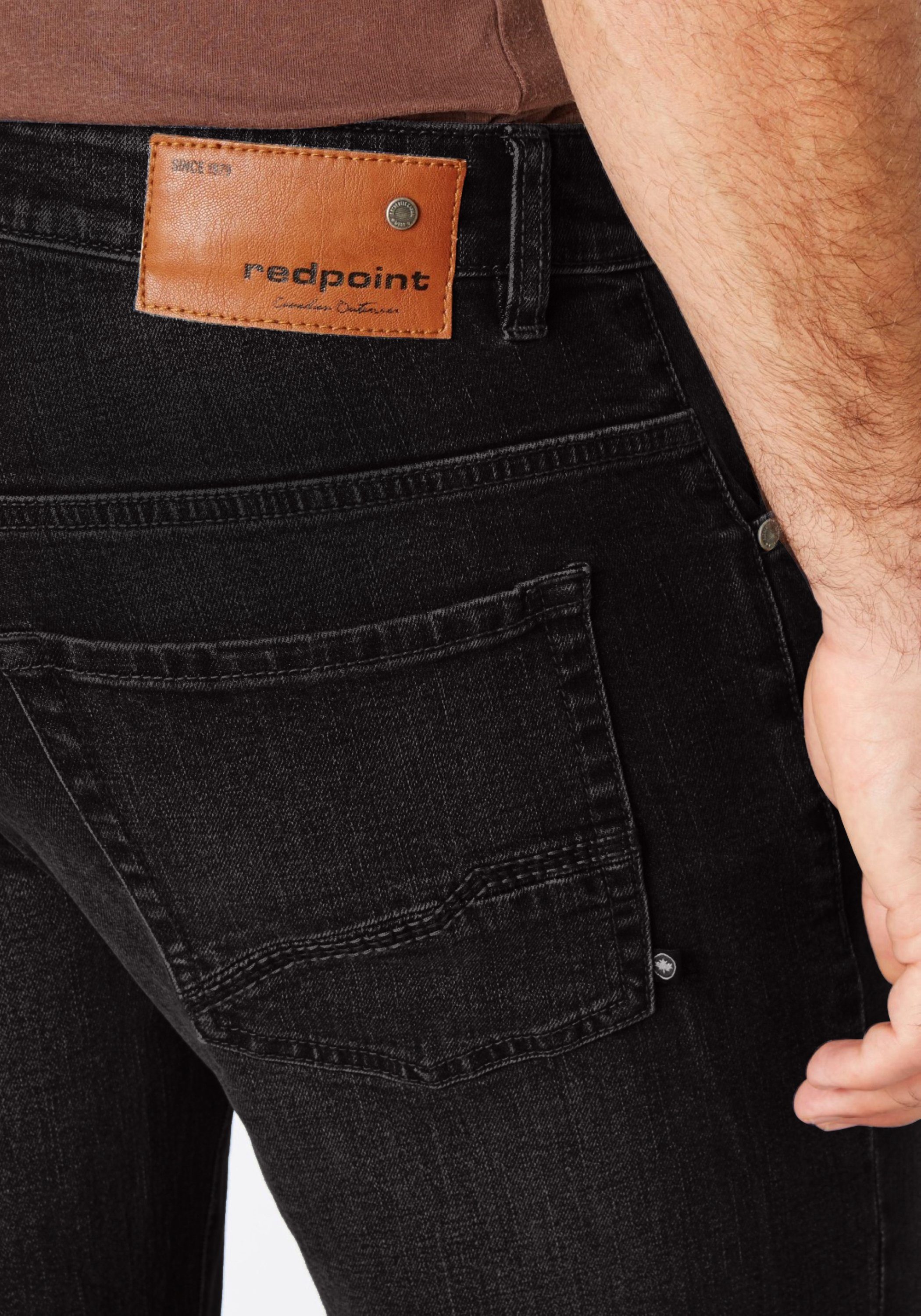 Redpoint 5-Pocket-Jeans Barrie Modern-Fit Stone Denim Jeans Stretchanteil Black mit