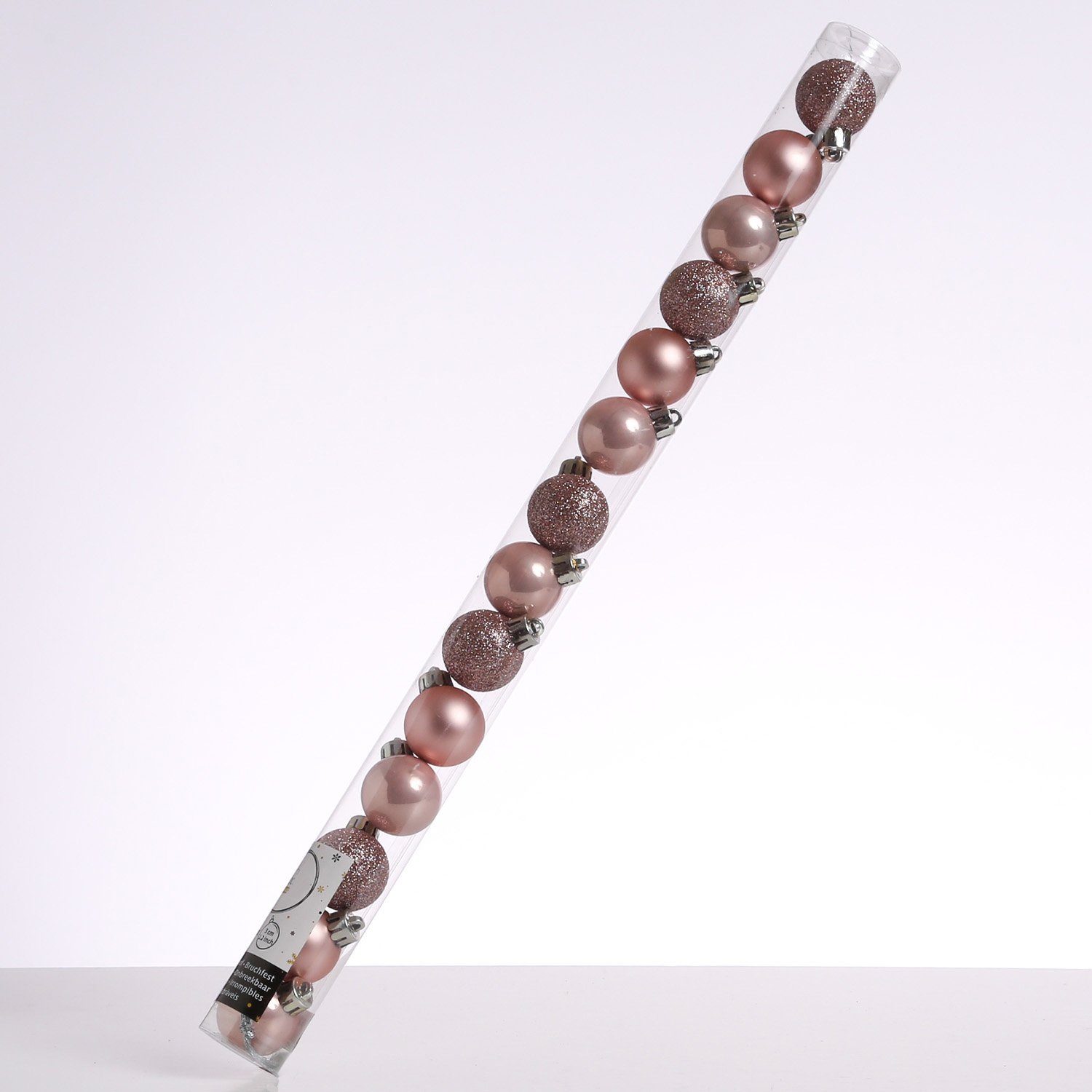 MARELIDA Weihnachtsbaumkugel Christbaumkugel Weihnachtskugel bruchfest 3cm glänzend matt rosa 14St. (14 St)